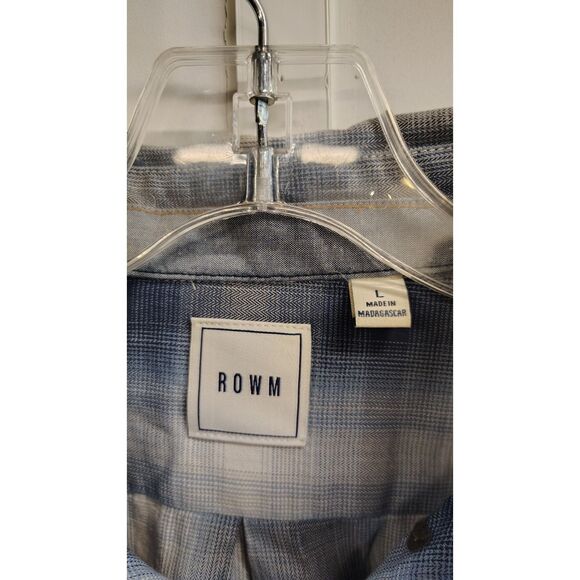 ROWM Men's Large Blue Plaid Button Down Long Sleeve Dress Shirt - Picture 4 of 7